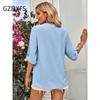 DX-Spring/Summer New Women's Fashion Solid Loose V-neck 3/4 Sleeve Top