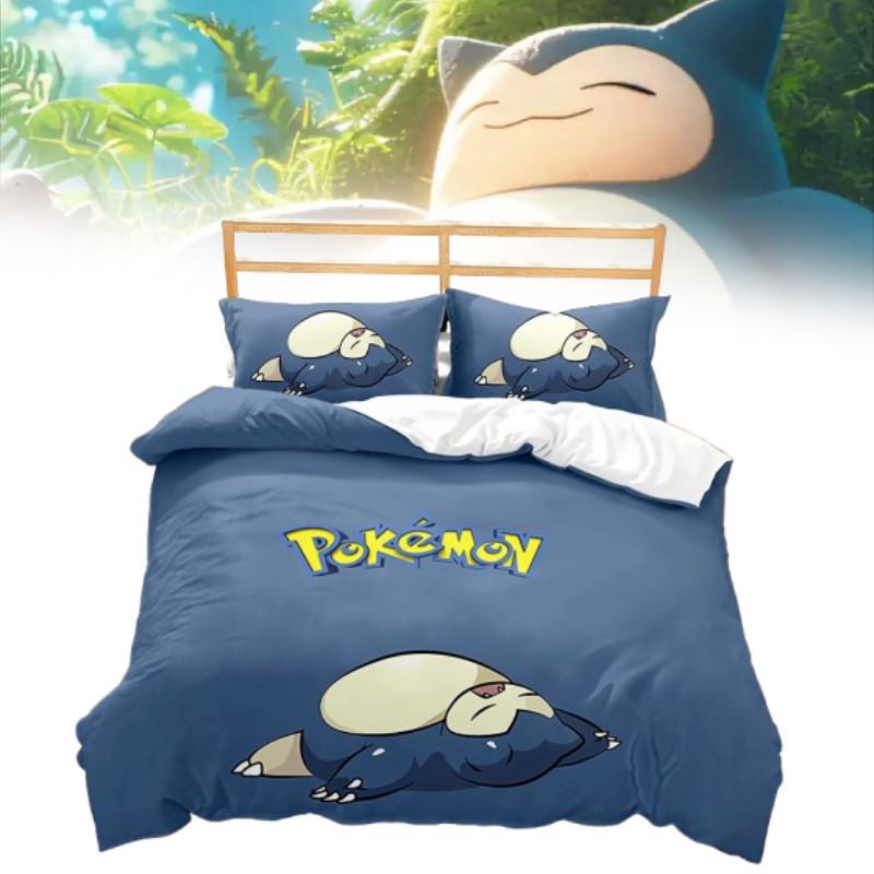 Pokemon Snorlax 3d Digital Print Bed Set With Cartoon Pattern For Kids Bedroom Decor