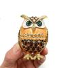 Elegant Owl Themed Jewelry Organizers With Diamonds Accent Secure Alloy Case for Rings Collections