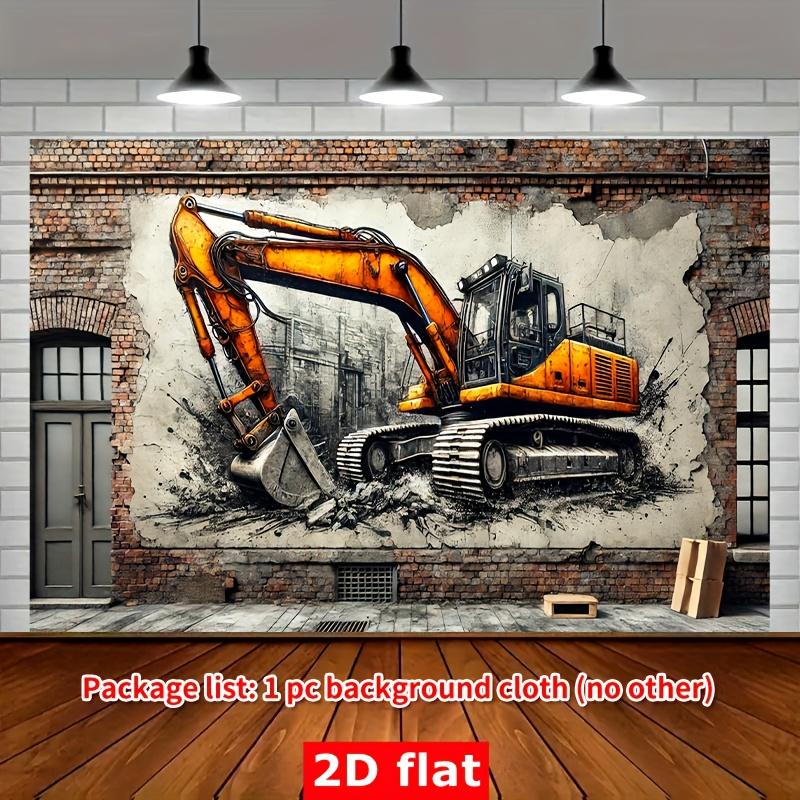 2D-Plan, einteiliger 2D-Plan zum Drucken auf einer flachen Oberfläche, Hintergrund für ein Wandbild eines industriellen Baggers