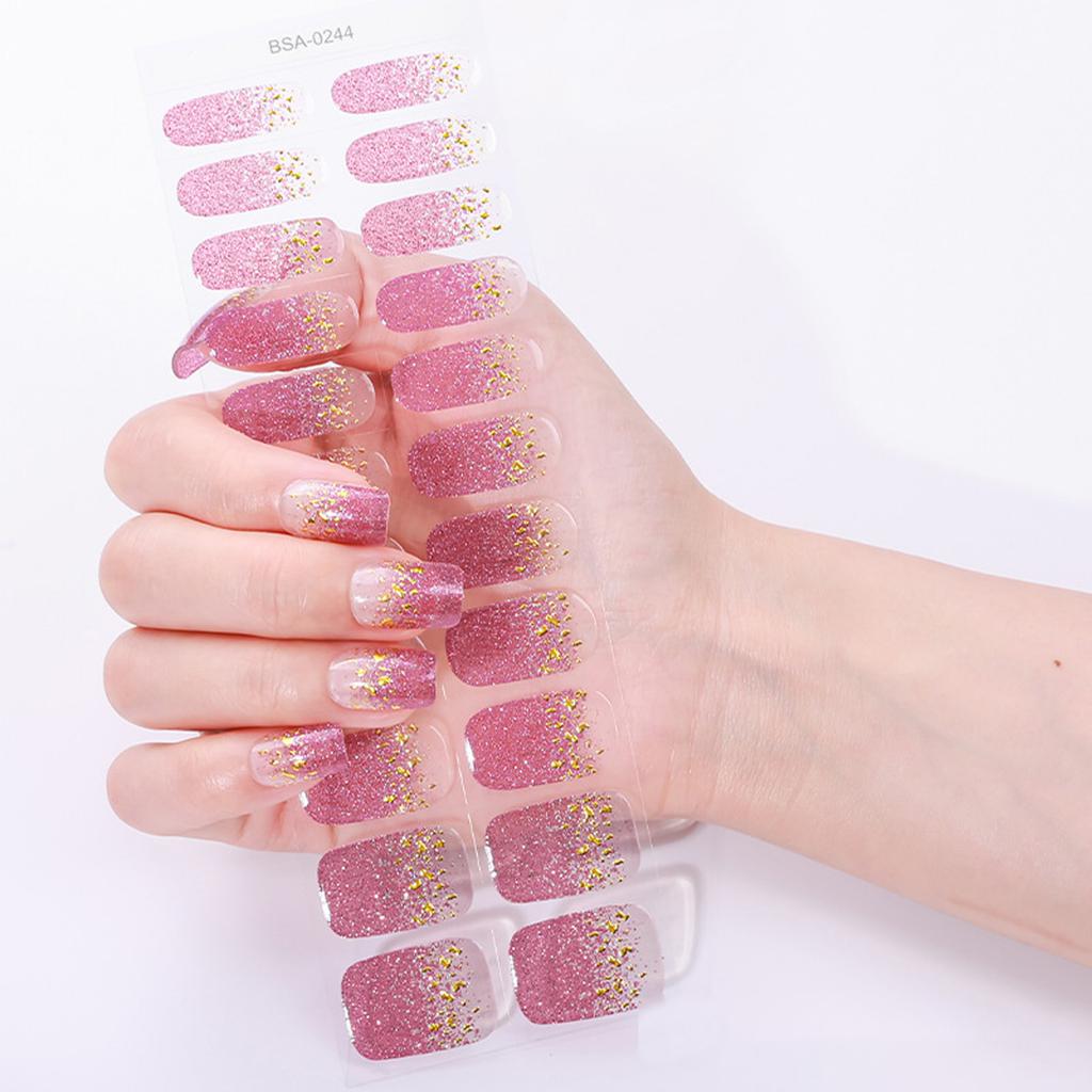Gel Nail Stickers Full Cover Self Adhesive French Manicure Strips Quick Apply No UV Light Required Salon Quality