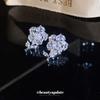 True love comes~ Super flash zircon flower stud earrings sweet design earrings light luxury high-end exquisite earrings women