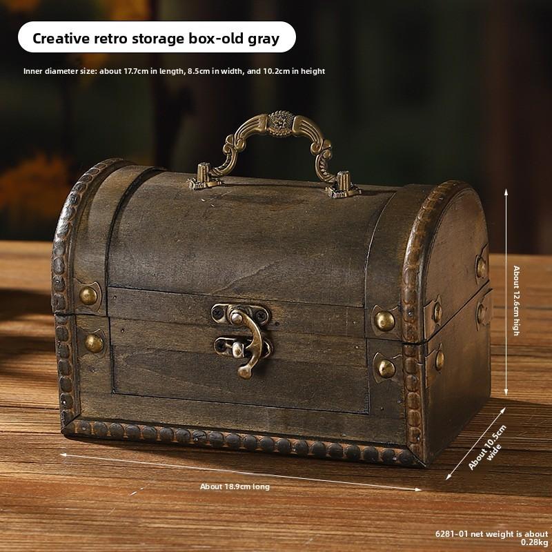 Vintage Holzaufbewahrungsbox mit Deckel für Schmuck und Accessoires Home Office Organisation