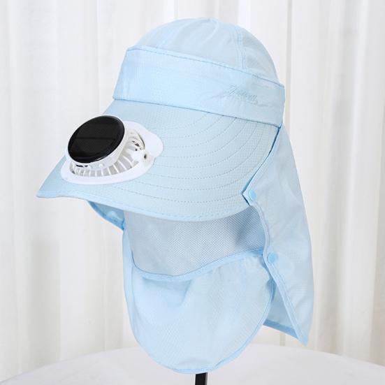 Solviftehatt med nakkelapp UV-beskyttelse Hatt med kjølevifte USB-oppladbar Pustende Herre Dame Sommer Utendørs Bredbremmet Solhatt