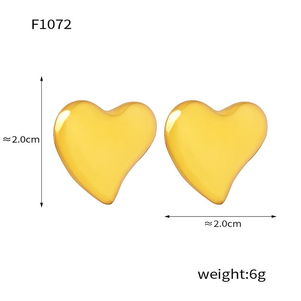 Orecchini a Bottone a Forma di Cuore con Strass Qiong Yao - Accessori in Acciaio Inossidabile Placcato Oro 18K