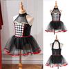 Dívčí kostým klaun Flitry Tutu Balet Dance Dress na Halloween Cirkus Klaun Cosplay Party Efektní šaty
