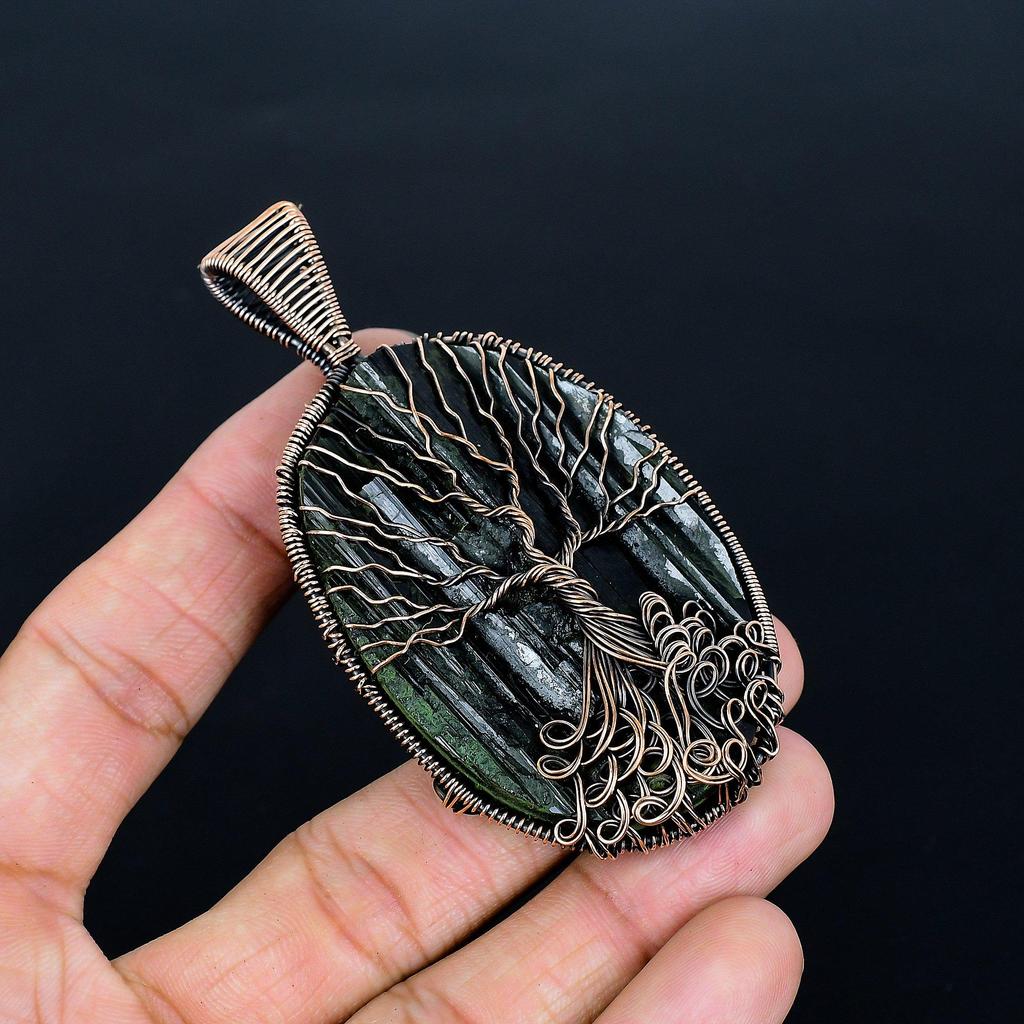 Tree Of Life Black Tourmaline Pendant, 999 Copper Wire Wrap Pendant Gemstone Jewelry, Handmade Pendant Amazing Jewelry, Gift For Her