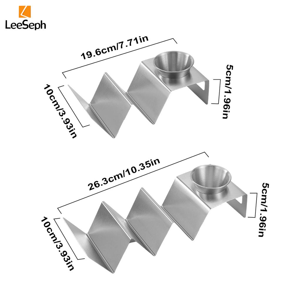 Leeseph Taco Holder Stand, Stainless Steel Taco Rack Tray with Condiment Cup, Taco Pancake Plate for Home Party Restaurant