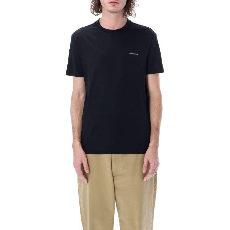 Emporio Armani Fitted Solid Color Letter Print Crew Neck Short Sleeve T-Shirt Men Tops Navy-Blue 8N1TD81JUVZ0920