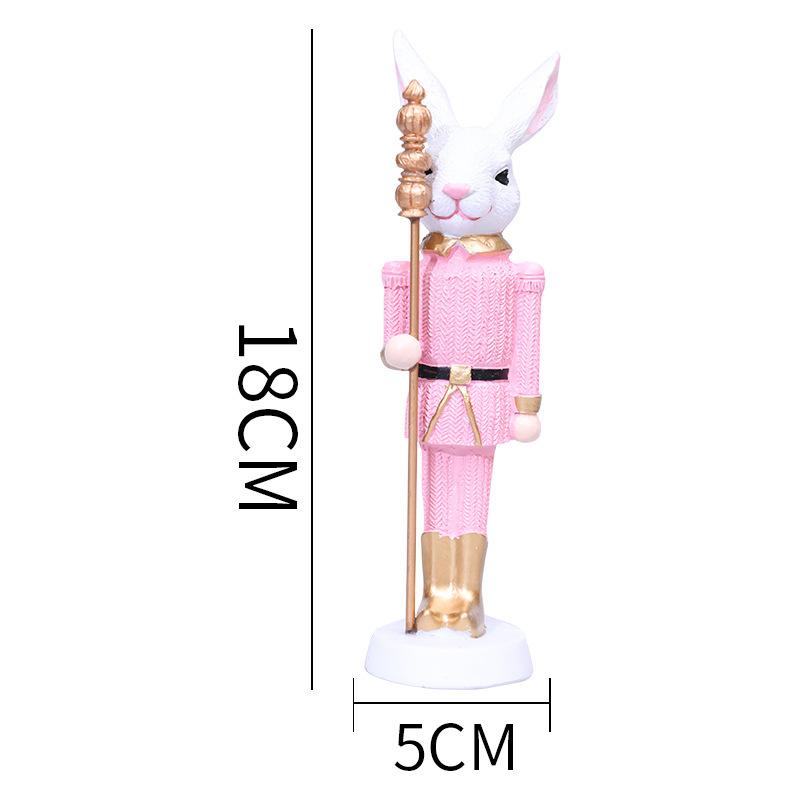 Resin Bunny Decor Easter Desk Statue Rabbit with Scepter Resin Rabbit Animal Sculpture Spring Creative Tabletop Ornaments for