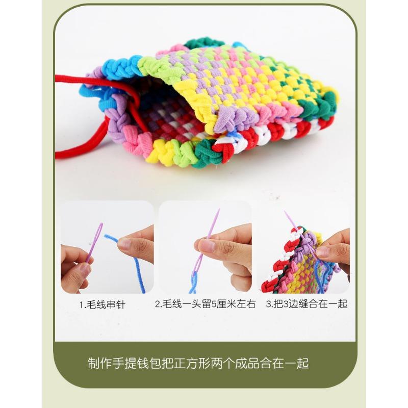 Girls Birthday Gift Handmade Diy Cloth Wallet Rainbow Weaving Loom Elastic Rope Kids Educational Toy