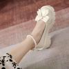 2024 Autumn New Mary Jane Small Leather Shoes for Women British Style Thick Soled Round Head Bow Women's Shoes
