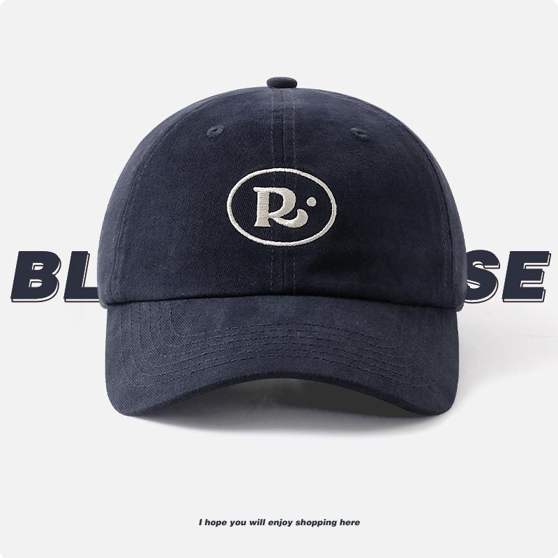 Yuyu_ vielseitige lässige Entenschnabel-Baseballkappe für Paare Frühling und Sommer kleines Gesicht Nische R-Buchstabenstickerei