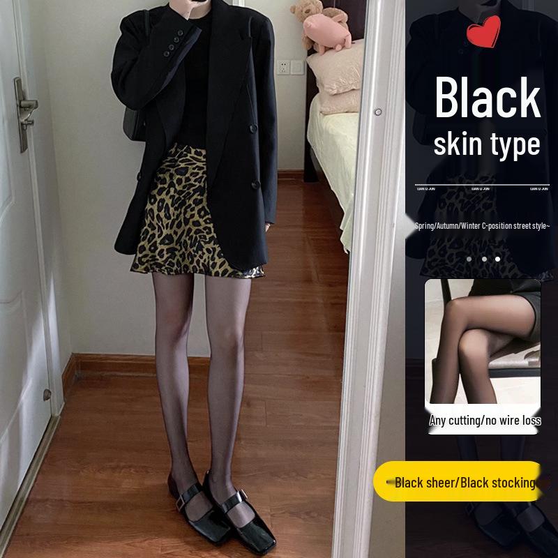 Polka Dot Black Fleece-Lined Fishnet Tights for Women – Double-Layer, See-Through Leggings for Autumn and Winter.