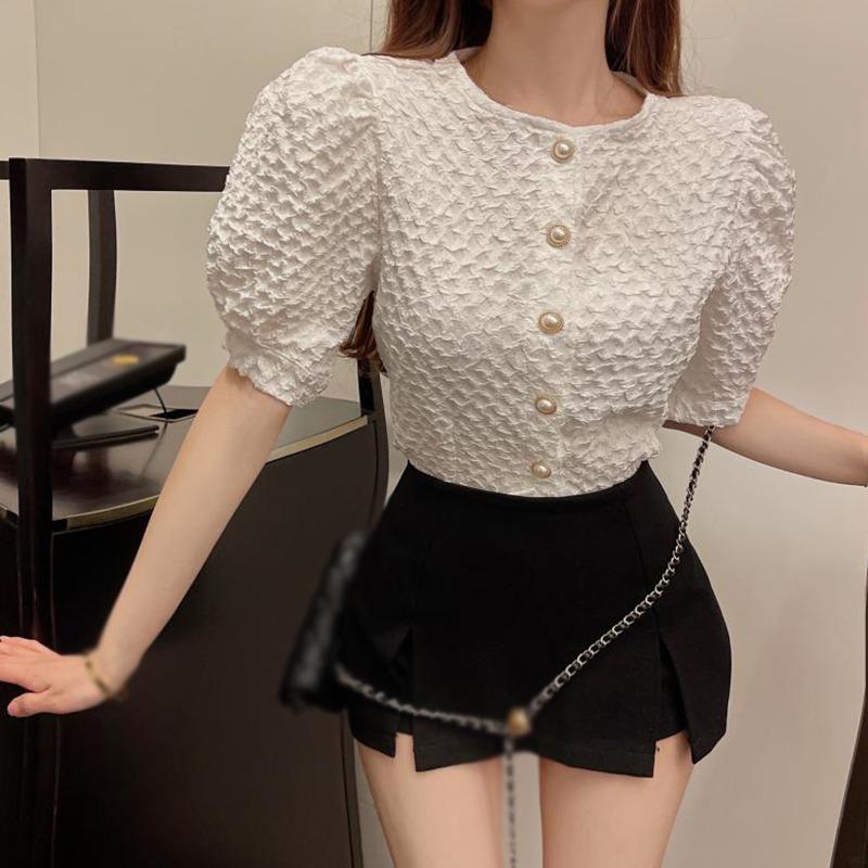 Women's Blouse Single Breasted Fashion Temperament Solid Color