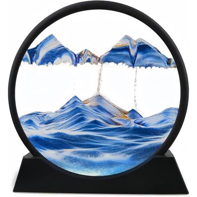 aMoving Sand Art Picture Glass Liquid Painting Natural Landscape Showpieces for Home Decor, Antique Gifts for Kids