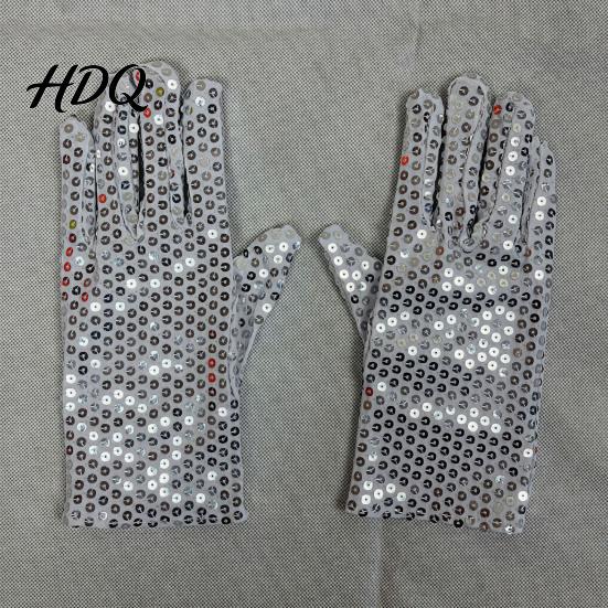 Breathable Sequin Gloves 1 Pair Shiny Silver for Adults Stretchy Mesh Lightweight Metallic Sparkly Performance Dance Stage Costumes Halloween Party
