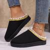 Women's Padded and Thickened Warm and Not Tired Feet a Stirrup Thick Bottom Heightened Comfortable Waterproof Non-slip Leisure Cotton Slippers