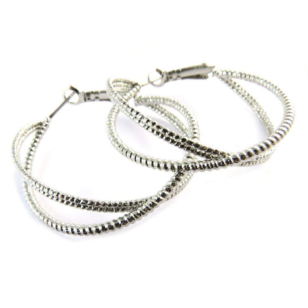 Les Trésors De Lily [N6289] - Silver 'Choréographie' Hoop Earrings Ø 40 Mm 15 Mm
