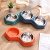 Mangeoire pour animaux de compagnie à double bol Base antidérapante PP durable Acier inoxydable Facile à nettoyer Gamelle nourriture eau pour chats chiens