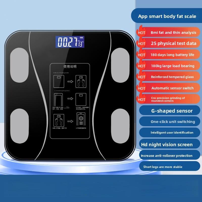 Smart Digital Body Scale, Rechargeable BMI Weight Scale, Electronic Body Fat Scale, LED Display Health Monitor for Home