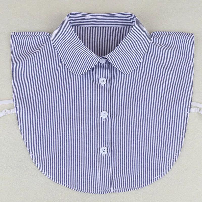 Perfect Match Linbaiway Fashion Shirt Fake Collar For Women Striped Detachable Collar Lapel Shirt Vintage False Collar Mujer Gift Accessories