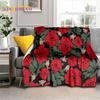 3D Rose Flowers Nordic Romantic Soft Blankets,Keep Warm Throw Blanket Comfortable Blanket for Picnic Beds Sofa Home Bedroom Gift