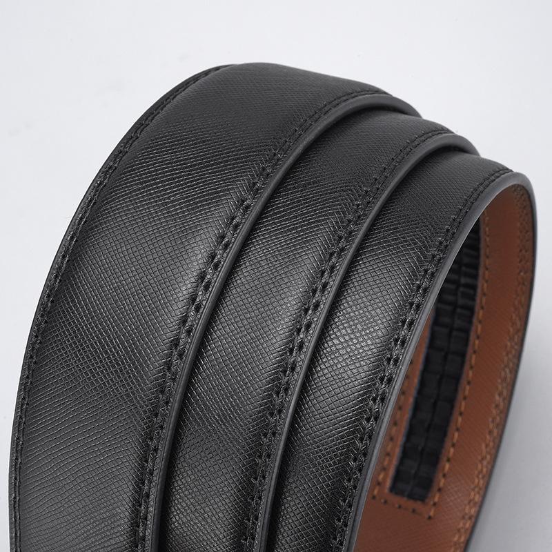Men'S Belt Hot Two-Layer Cowhide Plaid Automatic Buckle Leather Belt