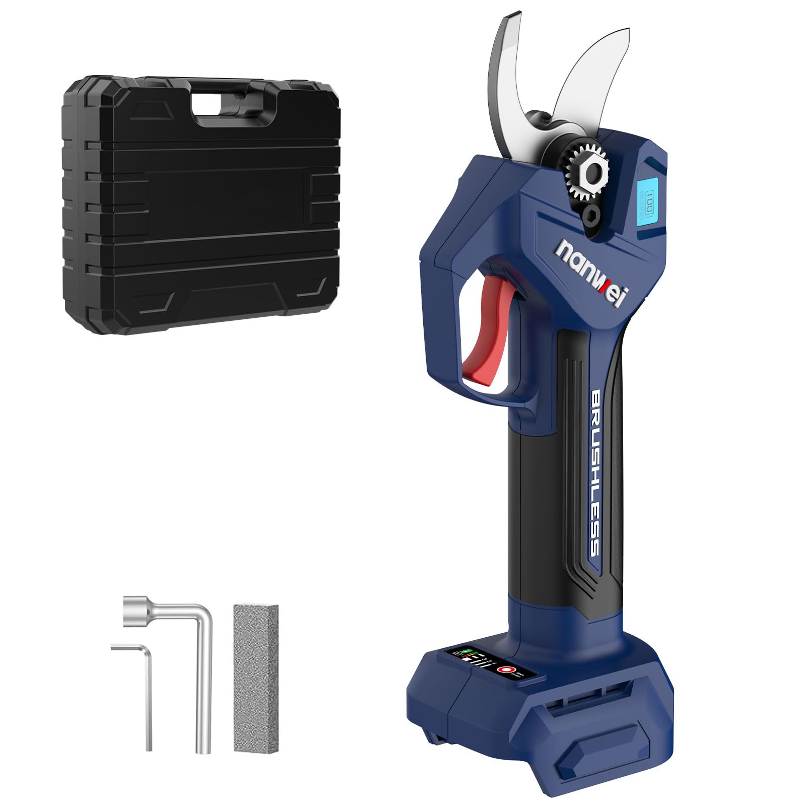 

NANWEI Cordless Electric Pruning Compatible with Makita Maximum Cutting Diameter Brushless Battery Level and Cut Count Rechargeable Pruning Shears for