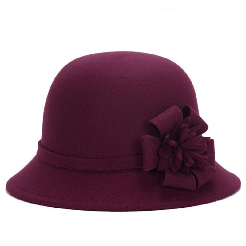 Pălării înalte florale de toamnă și iarnă Pălării de fetru cu cupolă pentru damă Pălării retro de prințesă