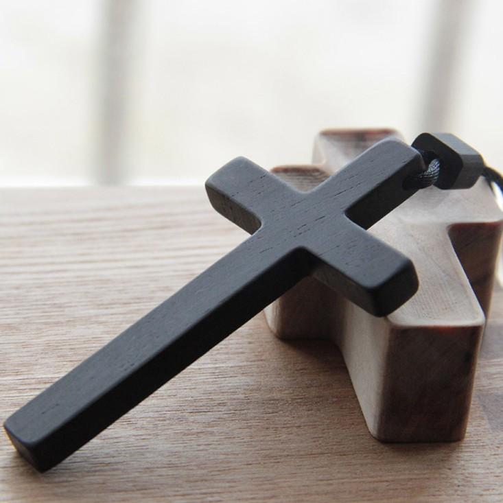 Christian Sandalwood Necklace Cross Solid Wood Necklace Christian Crafts Solid Wood Jesus Catholic Rosarios Catolicos