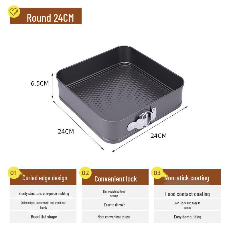 Nieprzywierająca Forma do Ciasta w Kształcie Serca, Okrągła i Kwadratowa z Wyjmowanym Dnem i Klamrą
