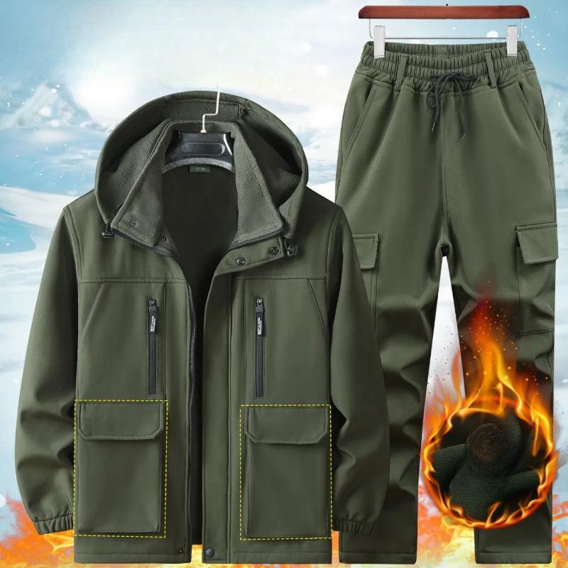 Men's Winter Jacket Overalls Plus Velvet Thickened Windproof, Waterproof and Cold-proof Clothing