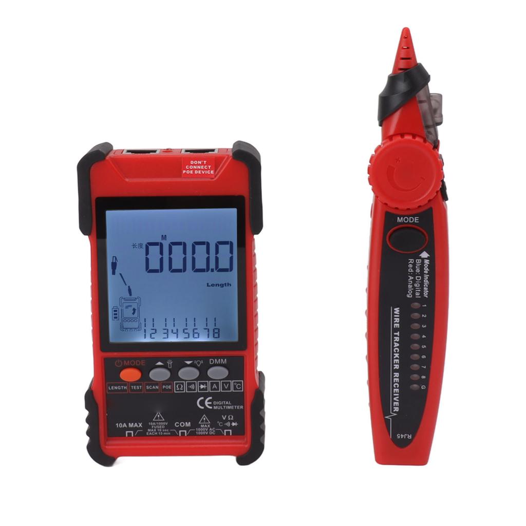 2 In 1 Network Cable Tester Digital Multimeter LCD Screen Network Wire Finder Kit for Metal Cable