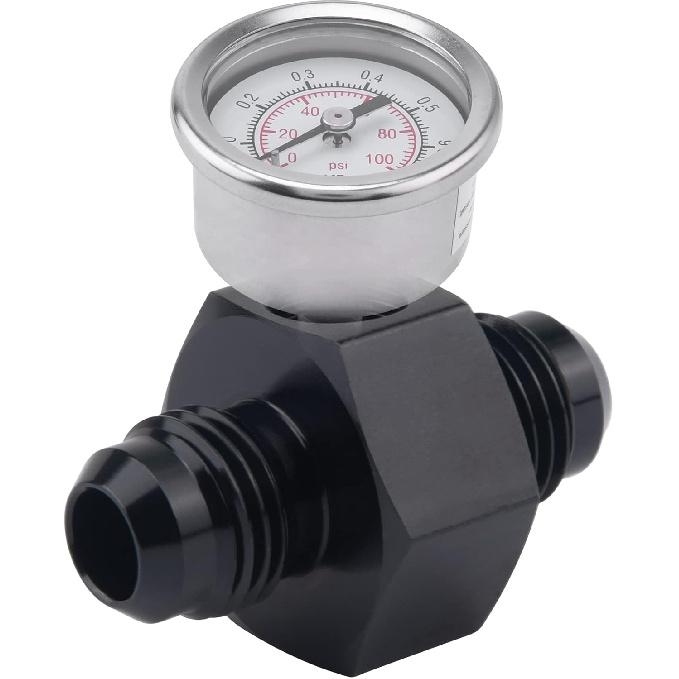EVIL ENERGY 6AN Male to 6AN Male Flare Union Coupler with 1/8 NPT Gauge Port Fitting Adapter 2PCS