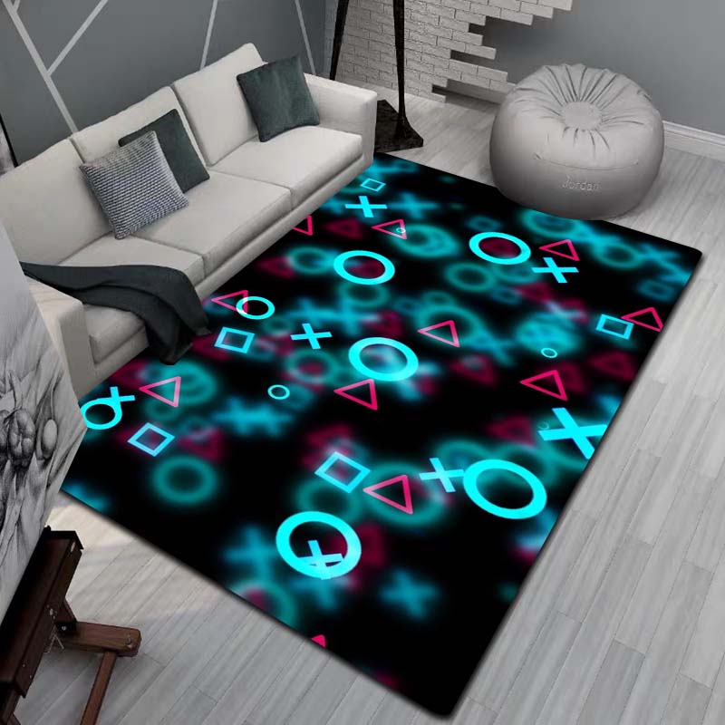 Gaming Teppich für Jungenzimmer Gamer Teppich mit Gamecontroller Teppich für Spielzimmer Esports-Raum und Jungen Spielzimmer-Themen Schlafzimmer Bodenmatte