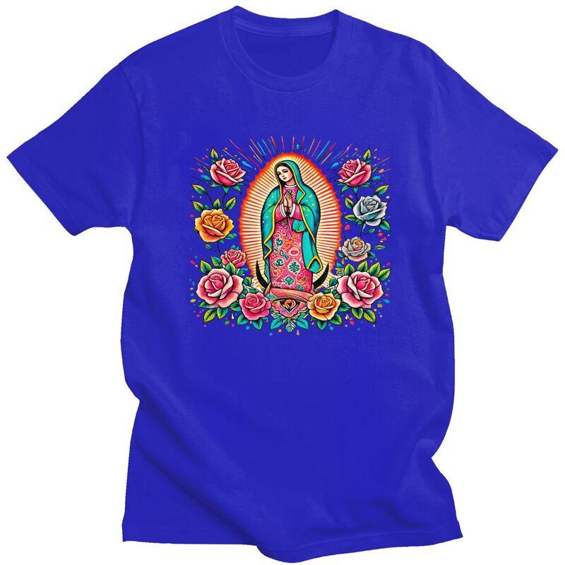 Custom Male Our Lady Of Fatima Mexico Virgin Mary T Shirt Short Sleeve Cotton Tshirt Casual Religious Art Tee Clothes