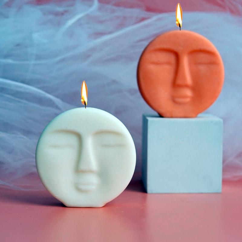 New Round Face Silicone Candle Silicone Mold 3D Face Aromatherapy Gypsum Soap Resin Crafts Mold DIY Chocolate Cake Baking Tools