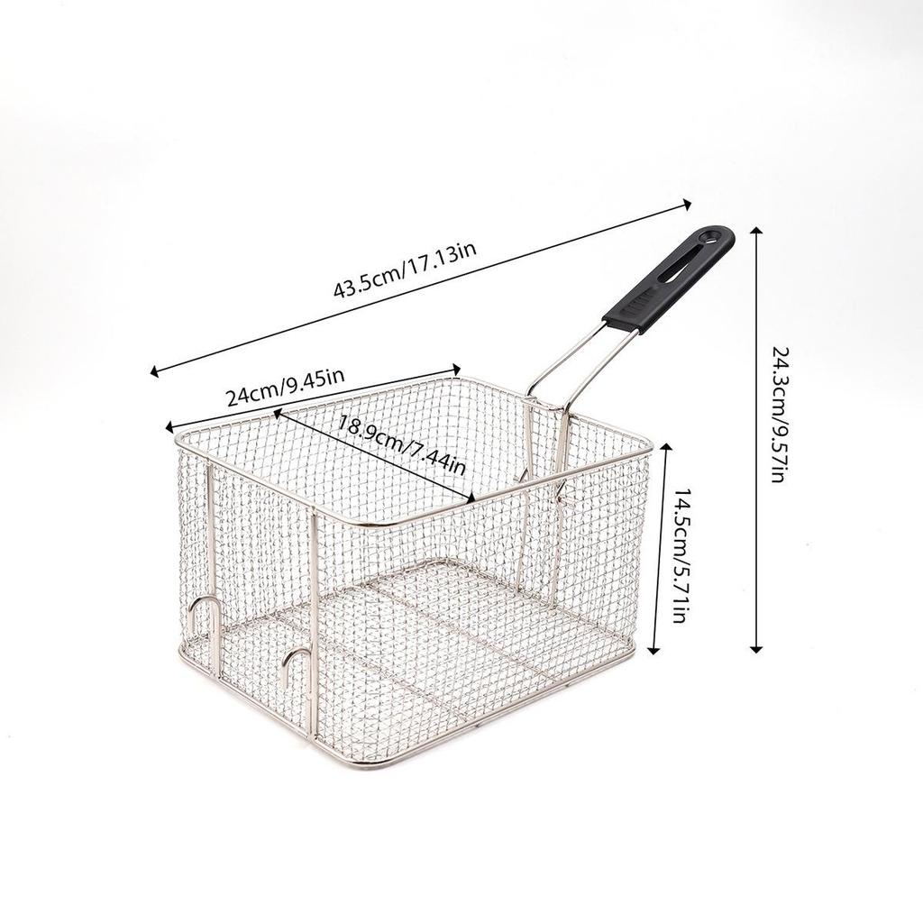 Stainless Steel Foldable Frying Basket for French Fries, Chicken Legs, and Fried Dough Sticks - Special Square Mesh Sieve.