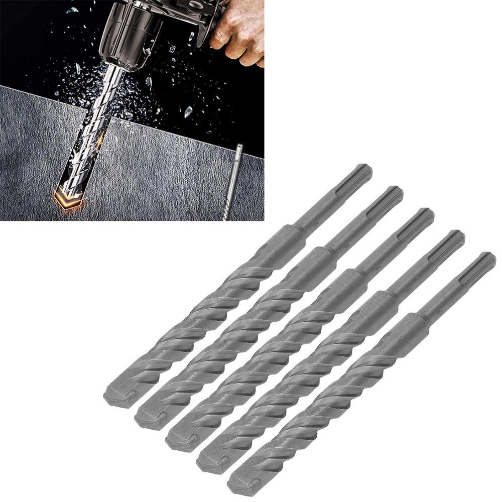 5pcs 2 Flute Spiral Rotary Hammer Drill Bits Carbide Tip SDS Plus Hammer Bits For Concrete