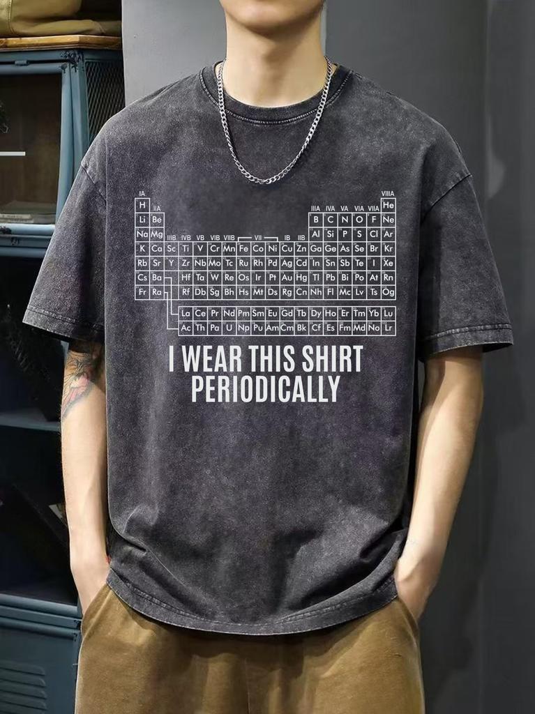 Periodic Table Vintage Washed T Shirt Mens Women Cotton Tee Harajuku Streetwear Oversize Casual Summer Vintage Harajuku ONeck