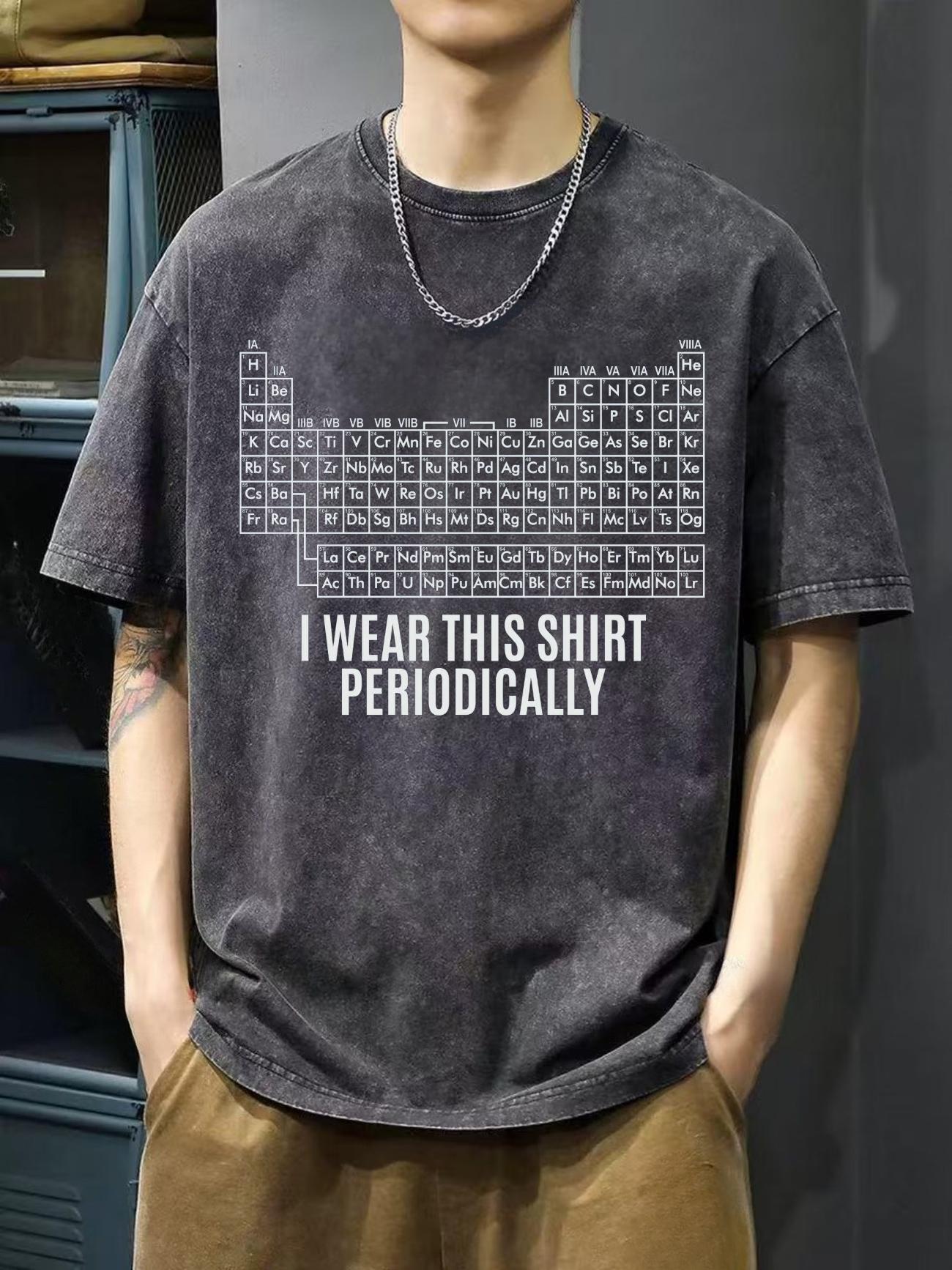 Periodic Table Vintage Washed T Shirt Mens Women Cotton Tee Harajuku Streetwear Oversize Casual Summer Vintage Harajuku ONeck L