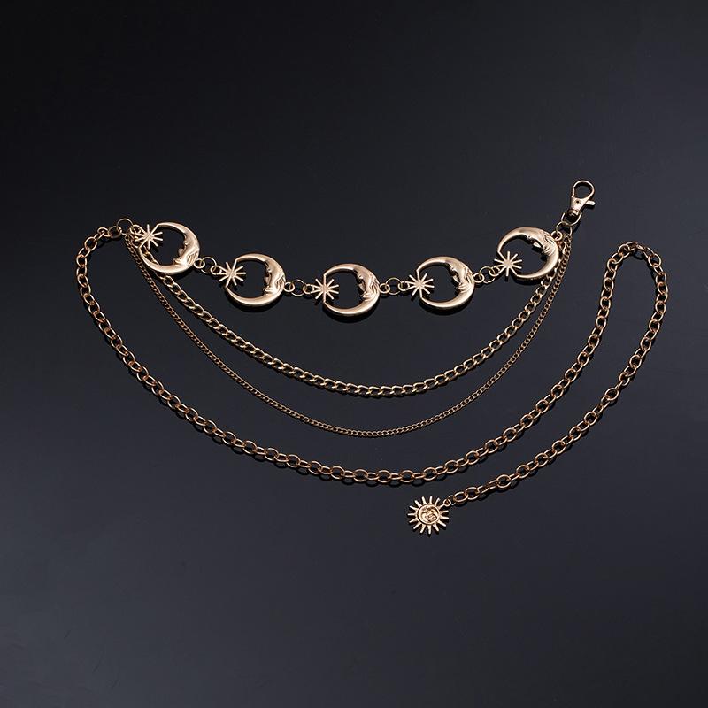 Atmospheric metal waist chain, women's adjustable dress waist, multi-layer premium chain belt.