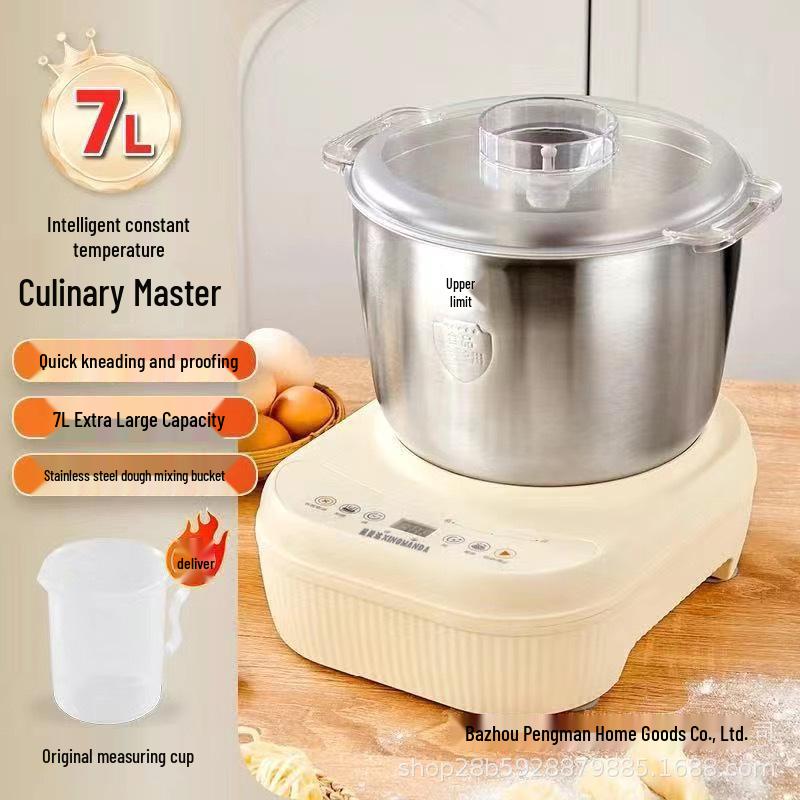 7L Stainless Steel Automatic Dough Mixer with Temperature Control and Large Capacity