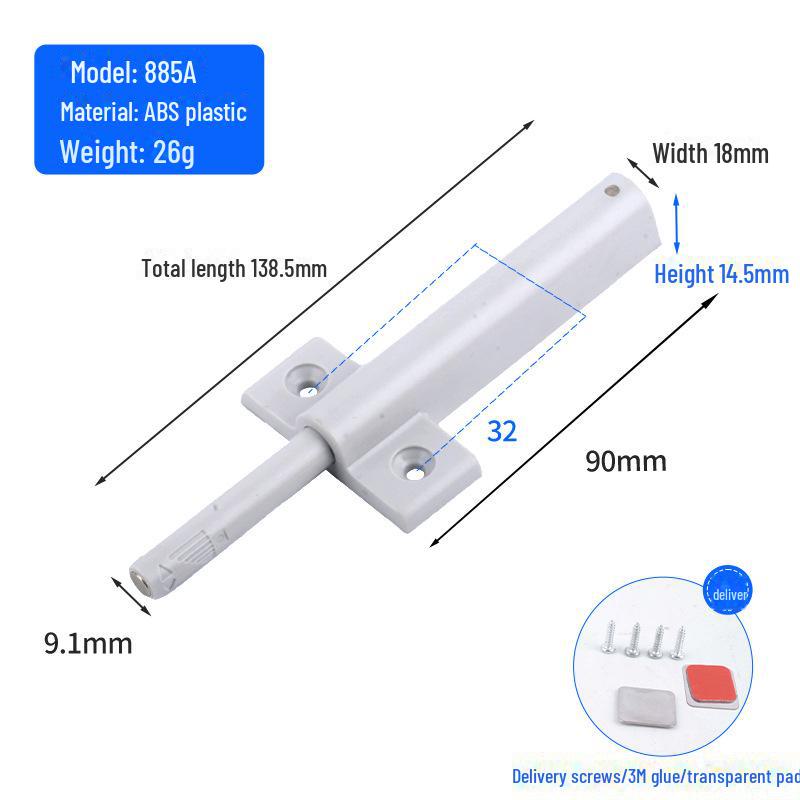 Push-to-Open Cabinet Door Rebounder: Handle-Free, Invisible Self-Bounce Accessory for Wardrobe and Cabinets
