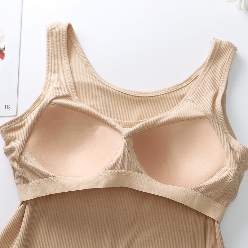 Modal with Chest Cushion Vest Women's Threaded Inner Bra One-piece Underwear Sleeveless Base Can Be Worn Externally with Yoga Camisole