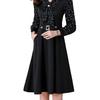 Women's Korean-Style Casual Elegant Slimming A-Line Dress Bow Patchwork Rhinestone Solid Color Long-Sleeve Dress