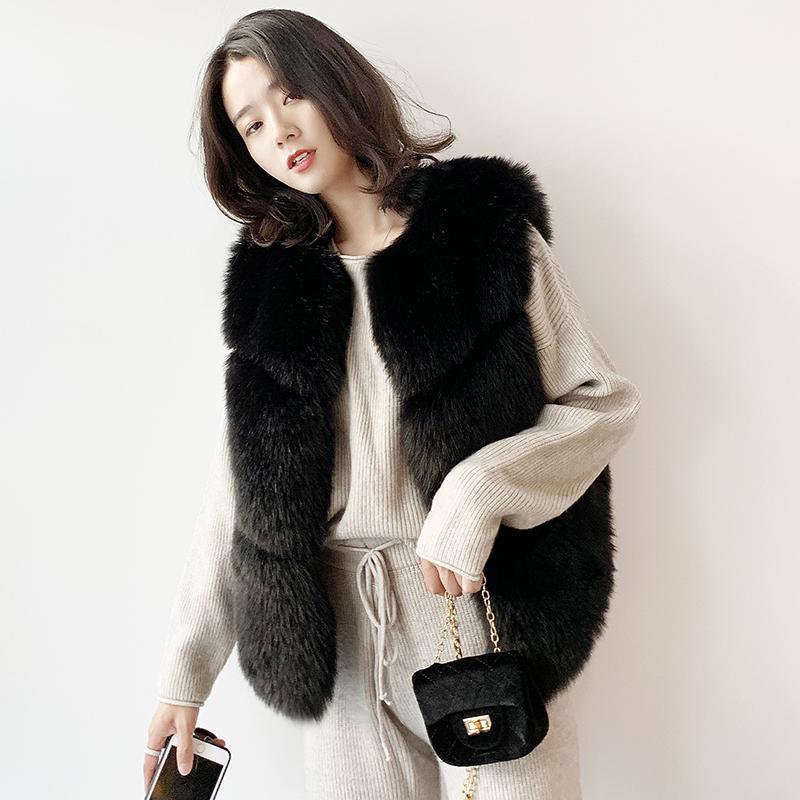 Autumn and winter clothing imitation fur vest women's short Korean version vest imitation fox fur vest splicing jacket
