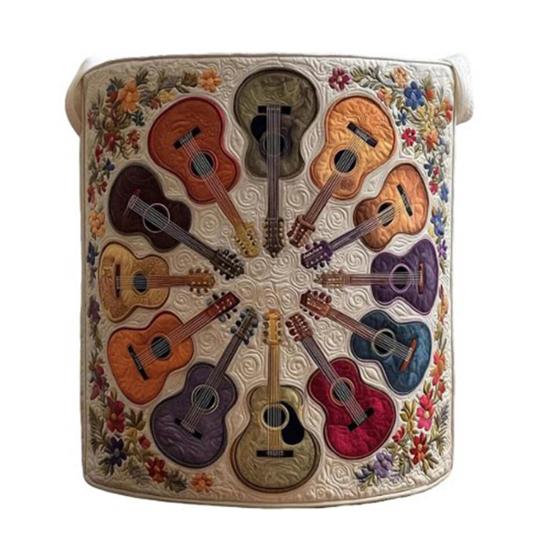 Quilted Laundry Basket Fabric Floral Storage Basket with Handles Boho Clothes Basket for Laundry Nursery Bedroom Garments Kids Toys