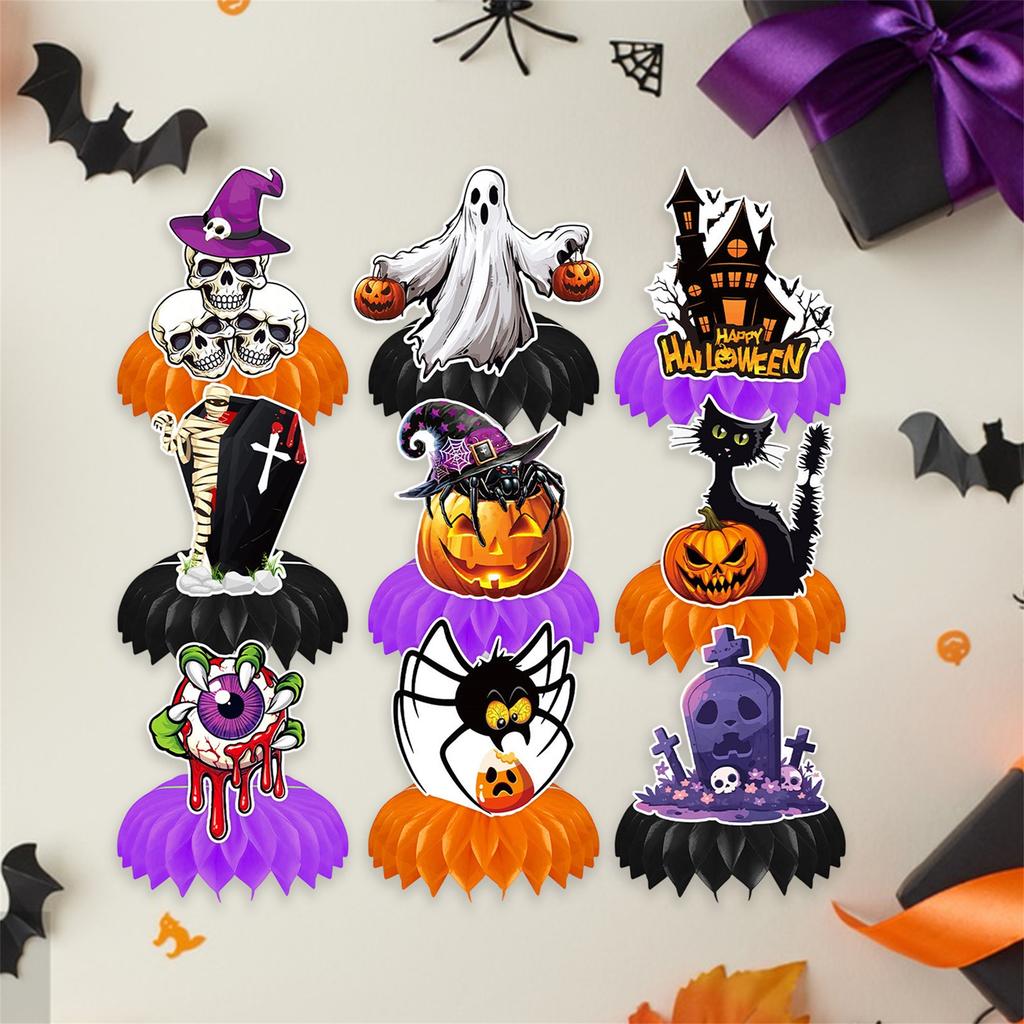 Halloween Party Decorations 10Pcs Set Pumpkin Bat Spider Web Design Table Centerpieces for Spooky Desk Display